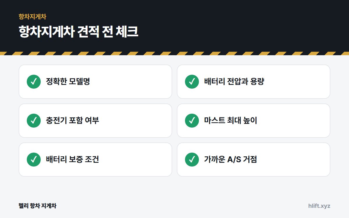 항차지게차 견적 전 체크