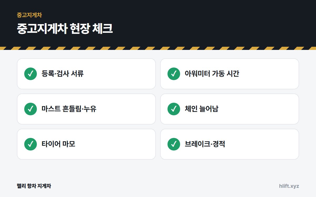 중고지게차 현장 체크